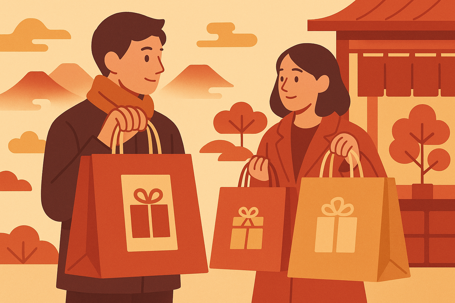 年始の買い物風景