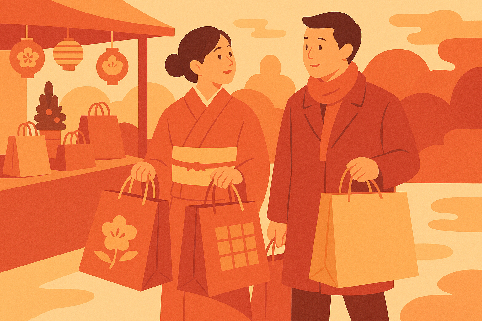 年始の買い物風景